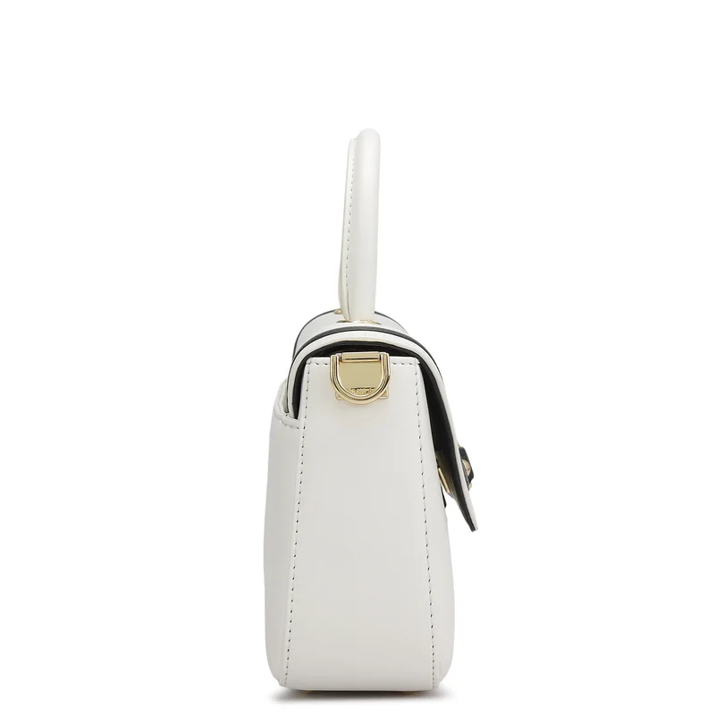 Da Milano Snow Small Plain Leather Satchel - Snow for Women | Best Price UAE